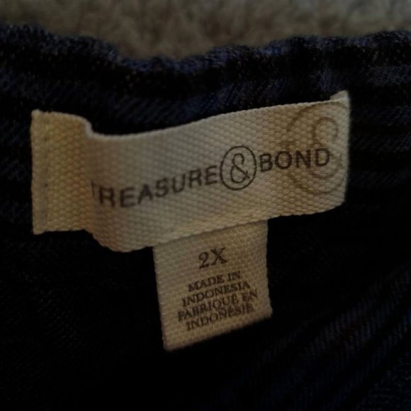 Treasure & Bond Womens Leisure Pants Blue‎ Plaid High Rise Plus 2X New - Picture 9 of 11